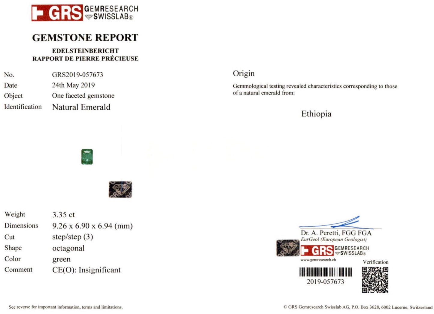 3.35ct Emerald - GRS
