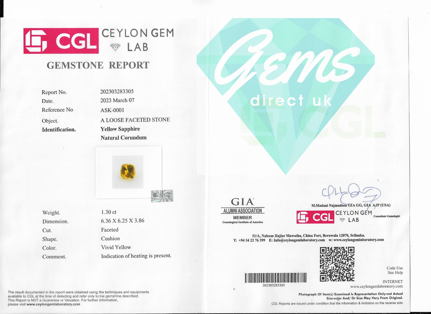 1.30ct Vivid Yellow Sapphire