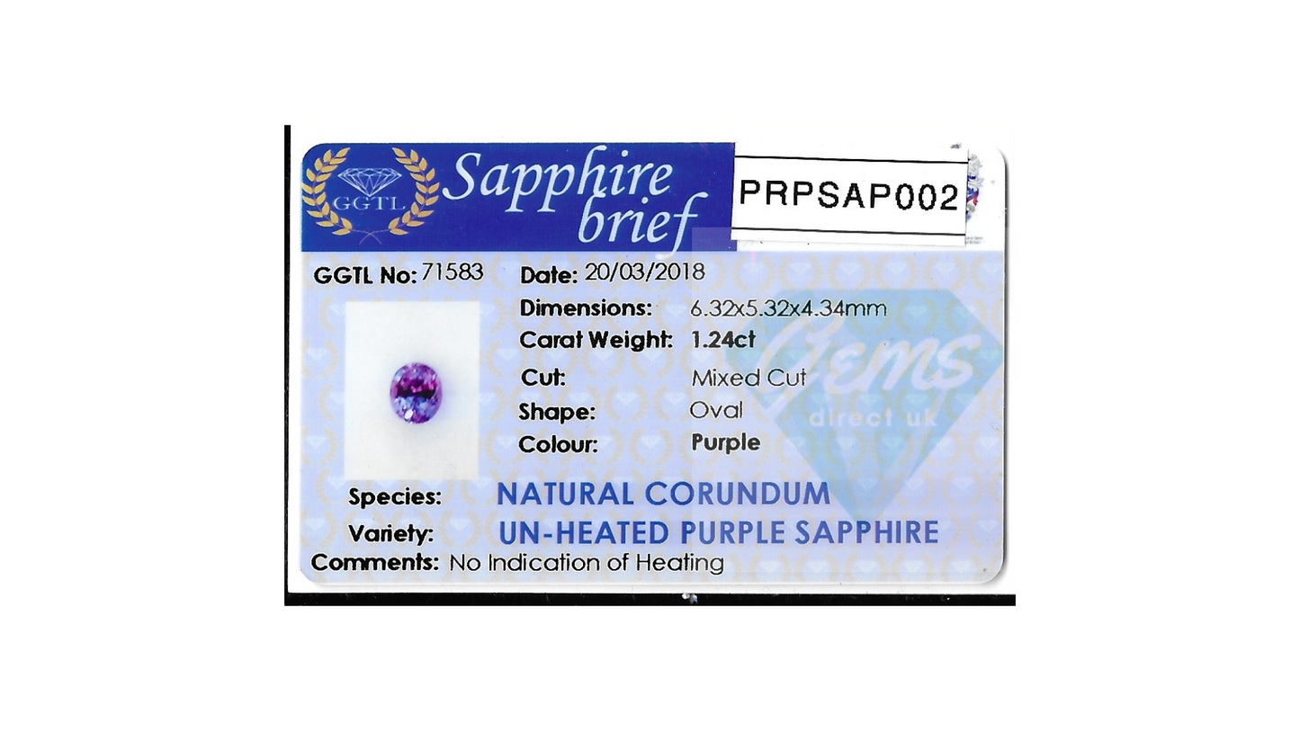 1.24ct Unheated Purple Sapphire